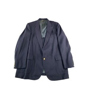 Vintage Eagle Clothes Blazer Mens Large Navy Blue Gold Button Sport Coat Lined